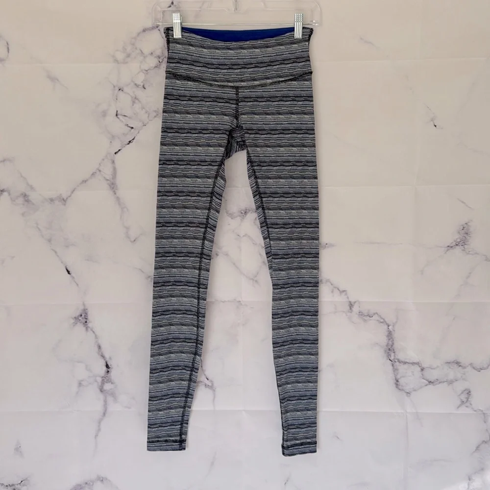 LULULEMON Wunder Under Pant III Space Dye Twist Sapphire Blue Size 4